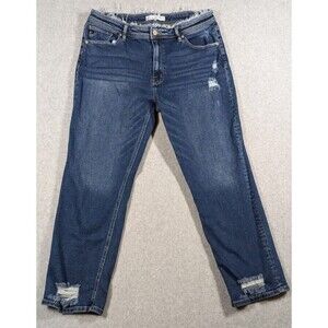 Kancan Women‎ Jeans Size 30 High Rise Rolled Hem Boyfriend Distressed Stretch
